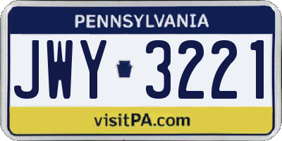 PA license plate JWY3221