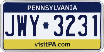 PA license plate JWY3231