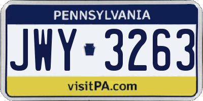 PA license plate JWY3263