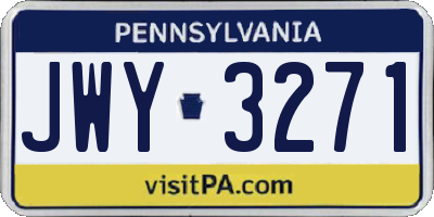 PA license plate JWY3271