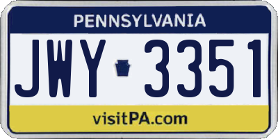 PA license plate JWY3351