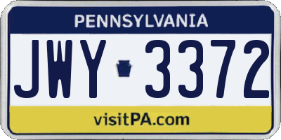 PA license plate JWY3372