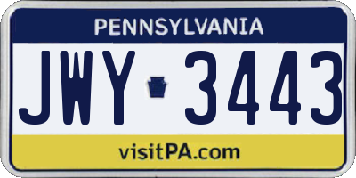 PA license plate JWY3443