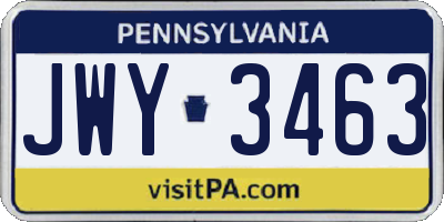 PA license plate JWY3463