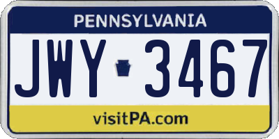PA license plate JWY3467