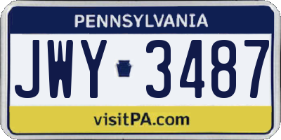 PA license plate JWY3487