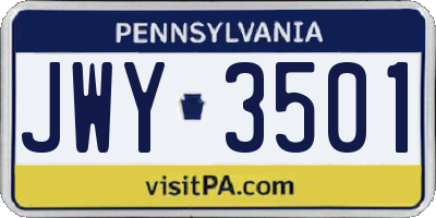 PA license plate JWY3501