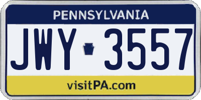 PA license plate JWY3557