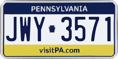 PA license plate JWY3571