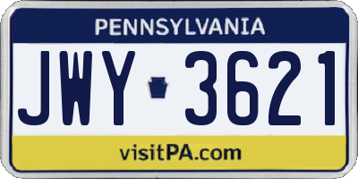 PA license plate JWY3621