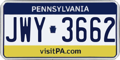 PA license plate JWY3662