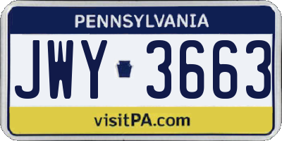 PA license plate JWY3663