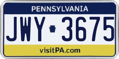 PA license plate JWY3675