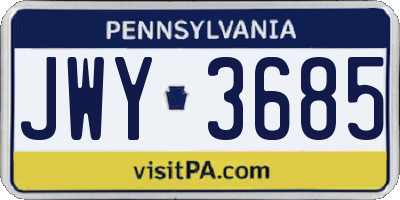 PA license plate JWY3685