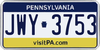 PA license plate JWY3753