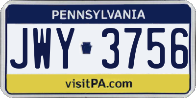 PA license plate JWY3756
