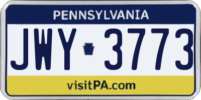 PA license plate JWY3773
