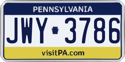 PA license plate JWY3786