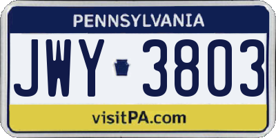 PA license plate JWY3803