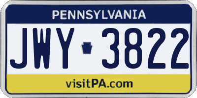 PA license plate JWY3822