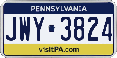 PA license plate JWY3824