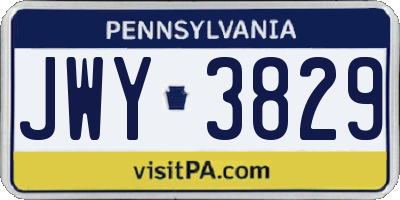 PA license plate JWY3829