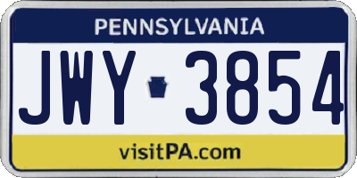 PA license plate JWY3854
