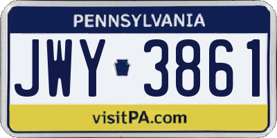 PA license plate JWY3861