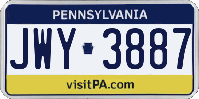 PA license plate JWY3887