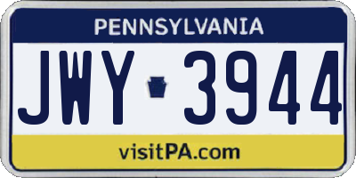 PA license plate JWY3944