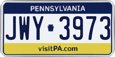 PA license plate JWY3973