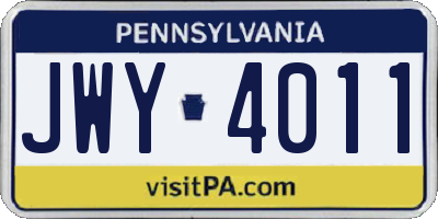 PA license plate JWY4011