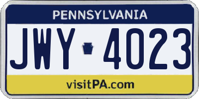 PA license plate JWY4023