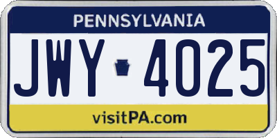 PA license plate JWY4025