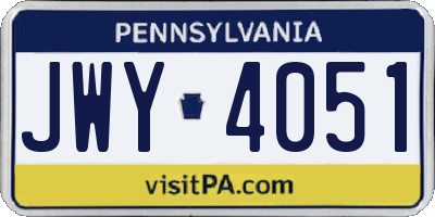 PA license plate JWY4051