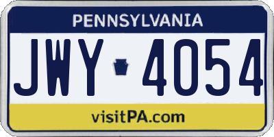 PA license plate JWY4054