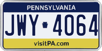 PA license plate JWY4064