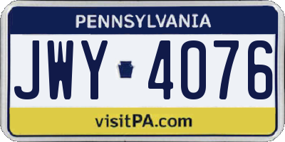 PA license plate JWY4076
