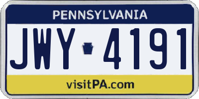 PA license plate JWY4191