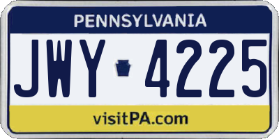 PA license plate JWY4225