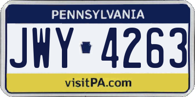 PA license plate JWY4263