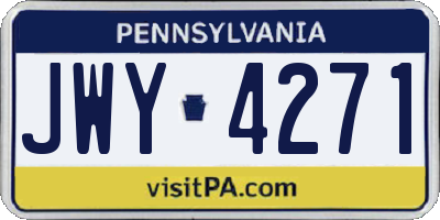 PA license plate JWY4271