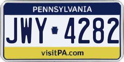 PA license plate JWY4282