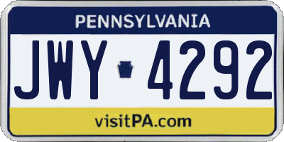PA license plate JWY4292