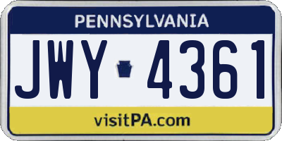 PA license plate JWY4361