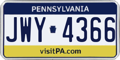 PA license plate JWY4366