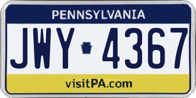 PA license plate JWY4367