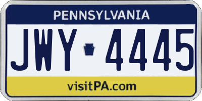 PA license plate JWY4445