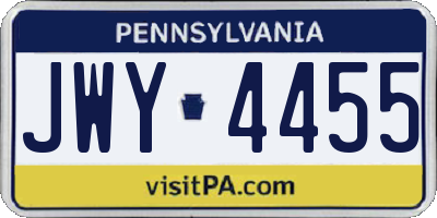 PA license plate JWY4455