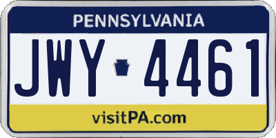PA license plate JWY4461